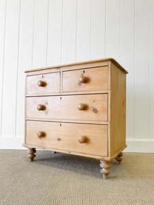 An Antique English Pine Chest of Drawers Dresser c1890
