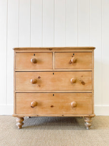 An Antique English Pine Chest of Drawers Dresser c1890