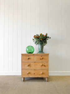 An Antique English Pine Chest of Drawers Dresser c1890