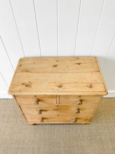 An Antique English Pine Chest of Drawers Dresser c1890