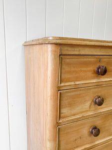 A Large English Pine Chest of Drawers Dresser with Wooden Knobs  c1890