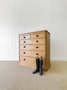 A Large English Pine Chest of Drawers Dresser with Wooden Knobs  c1890