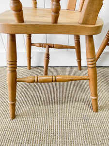 A Set of 6 Vintage English Pine Fiddleback Chairs