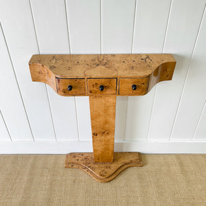 An Antique English Bur Walnut Console Table