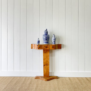 An Antique English Bur Walnut Console Table