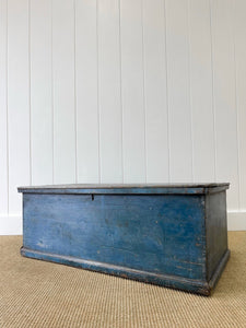 A Blue English Pine Blanket Box or Small Low Coffee Table