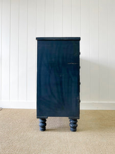 A 19th Century English Chest of Drawers in Navy Black