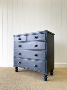A 19th Century English Chest of Drawers in Navy Black