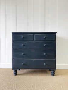 A 19th Century English Chest of Drawers in Navy Black