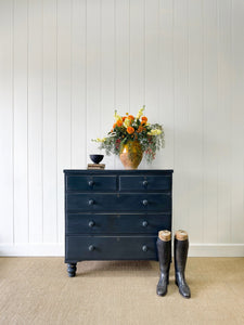 A 19th Century English Chest of Drawers in Navy Black