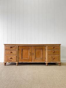 A Monumental English Country Pine Sideboard Buffet c1860