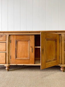 A Monumental English Country Pine Sideboard Buffet c1860