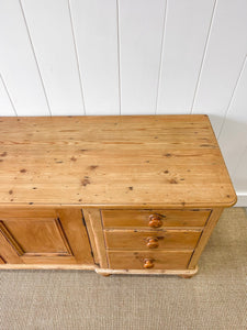 A Monumental English Country Pine Sideboard Buffet c1860
