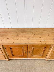 A Monumental English Country Pine Sideboard Buffet c1860