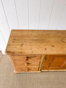 A Monumental English Country Pine Sideboard Buffet c1860