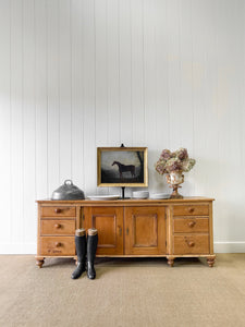 A Monumental English Country Pine Sideboard Buffet c1860