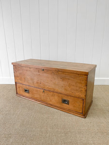 An English Pine Mule Chest Trunk or Blanket Box c1850