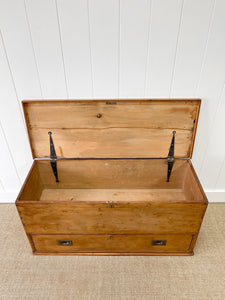 An English Pine Mule Chest Trunk or Blanket Box c1850