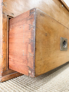 An English Pine Mule Chest Trunk or Blanket Box c1850
