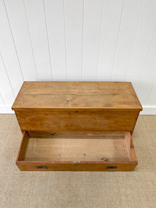 An English Pine Mule Chest Trunk or Blanket Box c1850