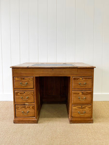 Antique English Pine Pedestal Desk c1890