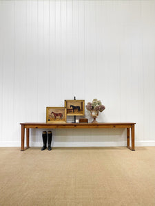 An Antique English Country Teak Top 10ft Sideboard or Server