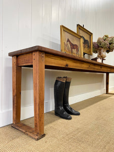 An Antique English Country Teak Top 10ft Sideboard or Server