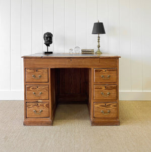 Antique English Pine Pedestal Desk c1890