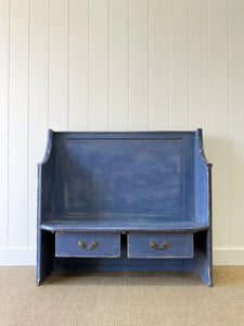 Antique English 19th Century Pine Settle/Hall Bench