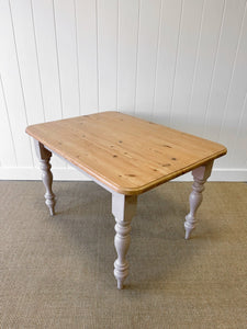 A Vintage English Country Pine Waxed 4ft Dining Farmhouse Table