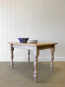 A Vintage English Country Pine Waxed 4ft Dining Farmhouse Table