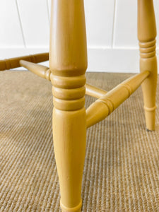 A Vintage Set of 4 Mustard Yellow Farmhouse Fiddleback Chairs