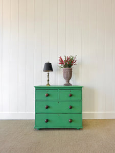 A Happy Green Pine Chest of Drawers Dresser c1890