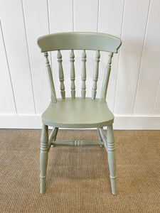 A Vintage Set of 4 Sage Green Spindle Back Chairs