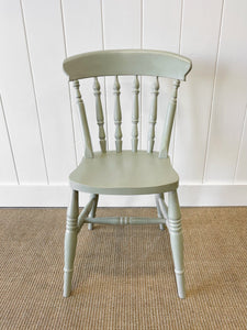A Vintage Set of 4 Sage Green Spindle Back Chairs