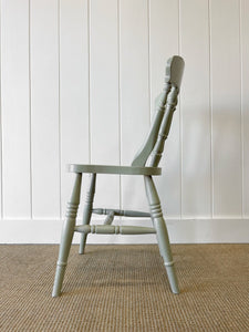 A Vintage Set of 4 Sage Green Spindle Back Chairs