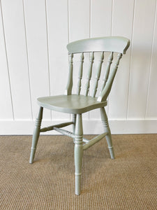 A Vintage Set of 4 Sage Green Spindle Back Chairs
