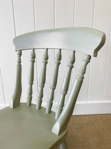 A Vintage Set of 4 Sage Green Spindle Back Chairs