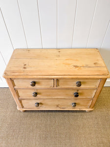 A Rustic Antique English Pine Chest of Drawers Dresser c1890