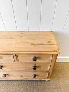A Rustic Antique English Pine Chest of Drawers Dresser c1890
