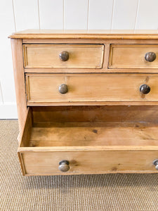 A Rustic Antique English Pine Chest of Drawers Dresser c1890