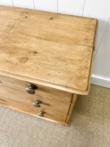 An Antique English Pine Chest of Drawers Dresser on Castors