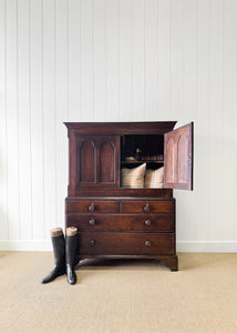 An Exceptional Early 19th Century English Oak Linen Press Housekeepers Cupboard