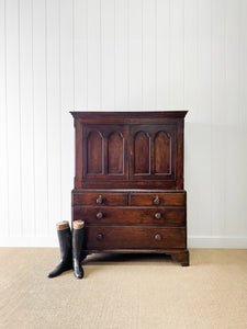 An Exceptional Early 19th Century English Oak Linen Press Housekeepers Cupboard