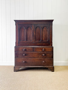 An Exceptional Early 19th Century English Oak Linen Press Housekeepers Cupboard