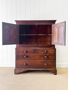 An Exceptional Early 19th Century English Oak Linen Press Housekeepers Cupboard