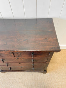 An Ancient 17-18th Century English Country Oak Chest of Drawers