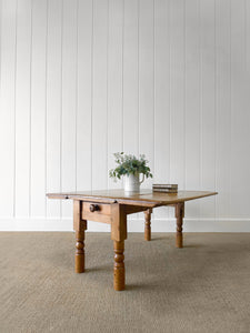 A Diminutive Antique English Country Pine Drop Leaf Coffee Table c1890