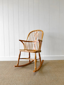 A 19th Century Blond Ash Windsor Rocking Chair
