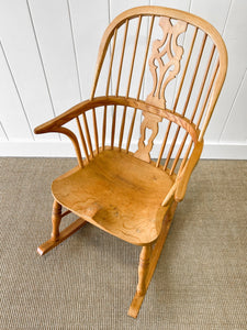 A 19th Century Blond Ash Windsor Rocking Chair